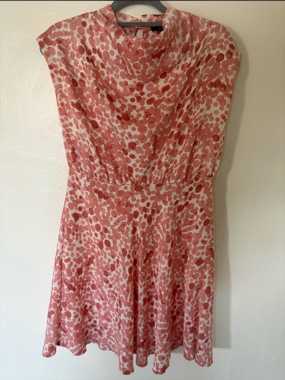 OVS Pink Bubbles Mini Dress Cowl-Neck Sleveless Italy Wedding Date Summer 40